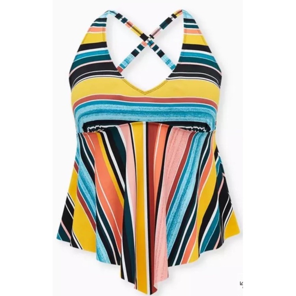 TORRID Wireless‎ V-Neck Tankini Multi Stripe Size 00